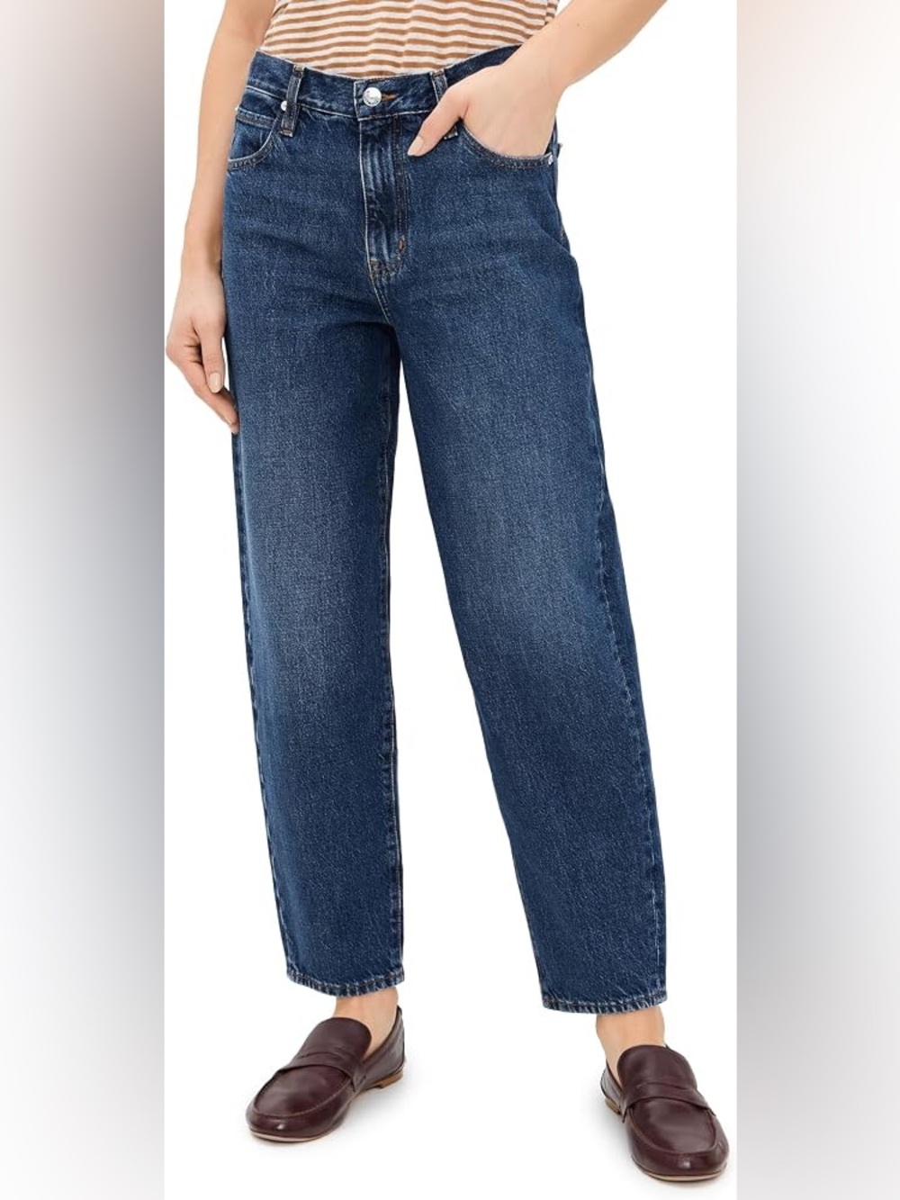 FRAME The Candle Barrel Jeans in Hampshire Wash, Size 25